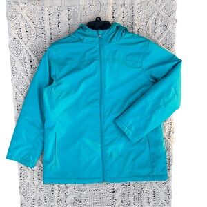 Koret Women’s Hooded Jacket Size Small Teal Fleece Lined Zip Front Coat Preppy